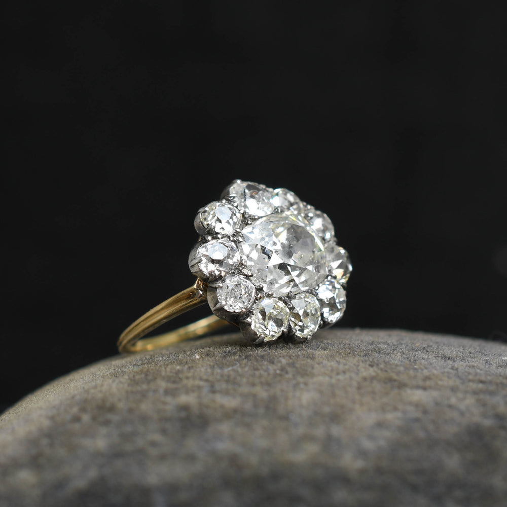 Georgian 5.36ct Old Cut Diamond Cluster Ring