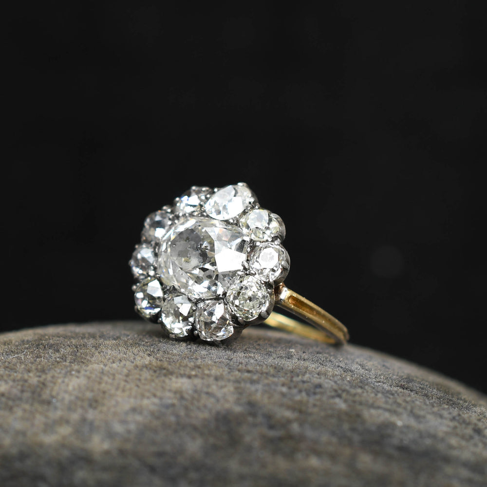 Georgian 5.36ct Old Cut Diamond Cluster Ring