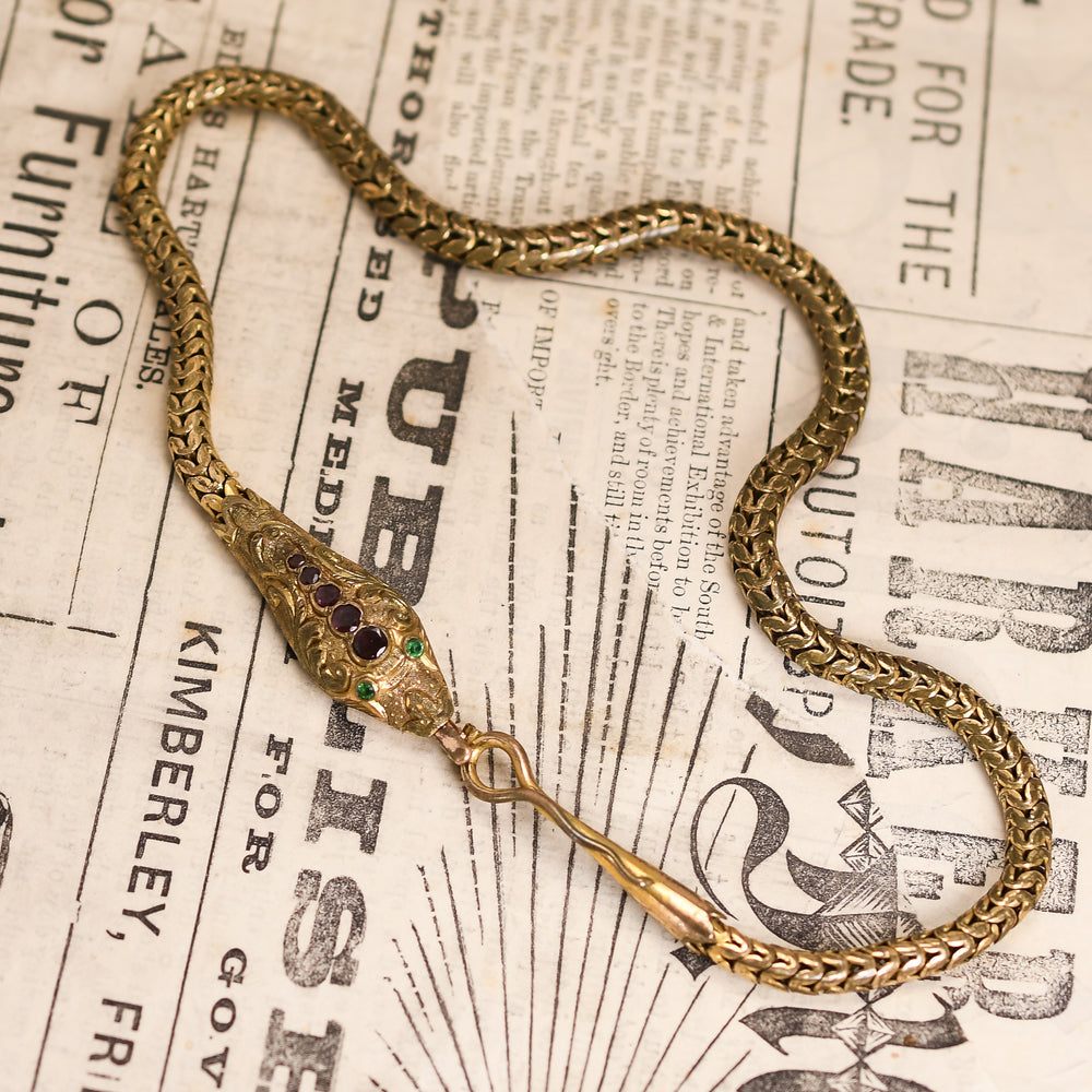 Early Victorian Garnet Snake Collar