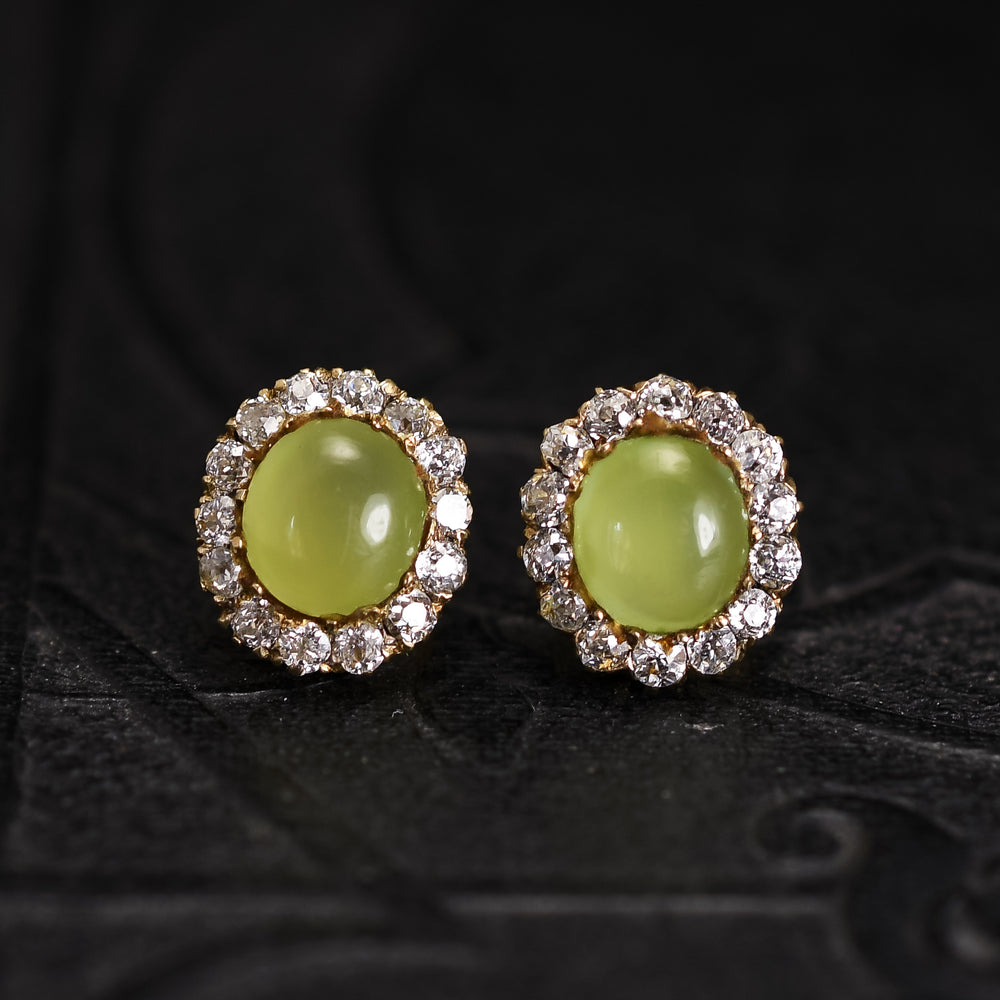 Late Victorian Diamond & Chrysoberyl Cluster Earrings