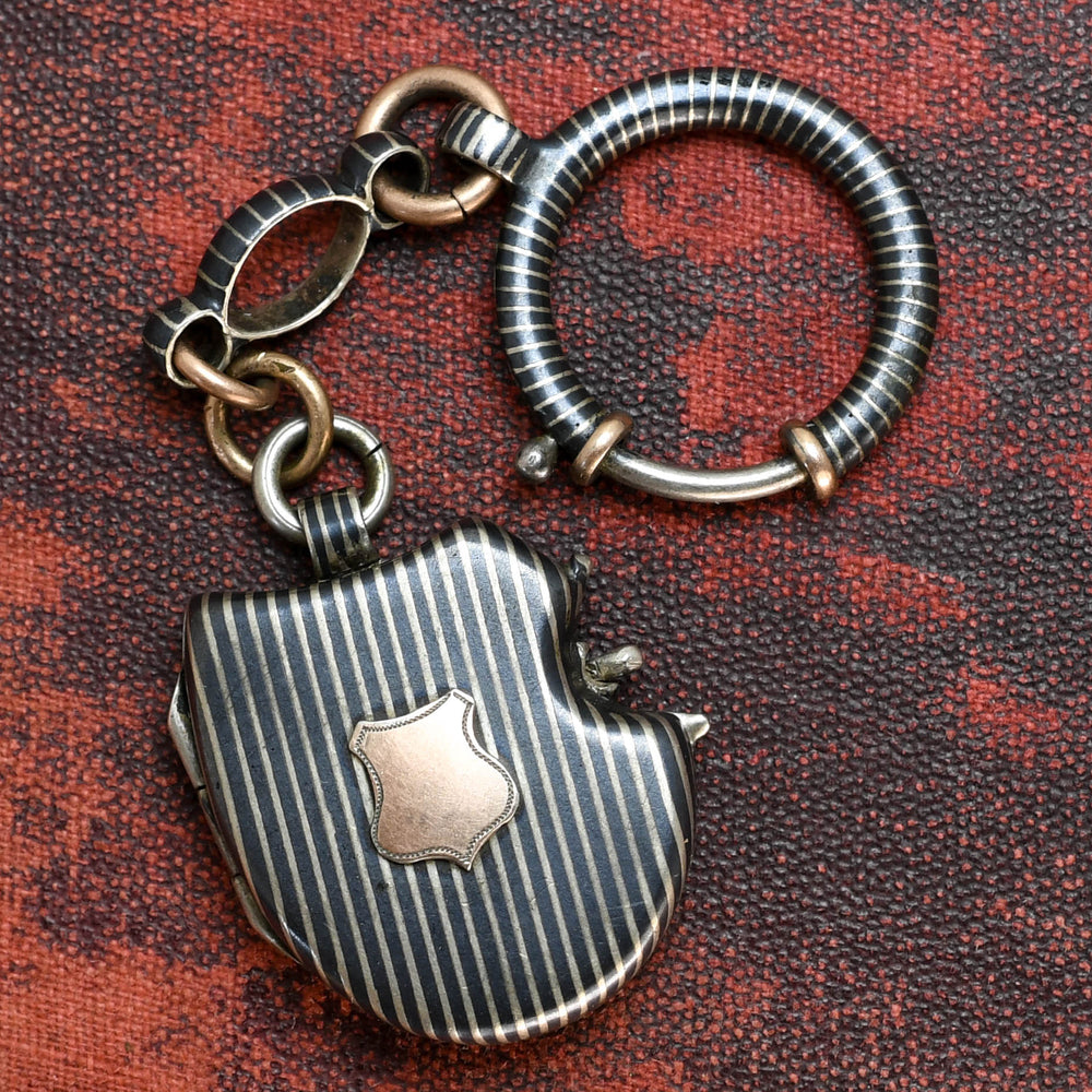 Victorian Niello Silver Saddle Locket