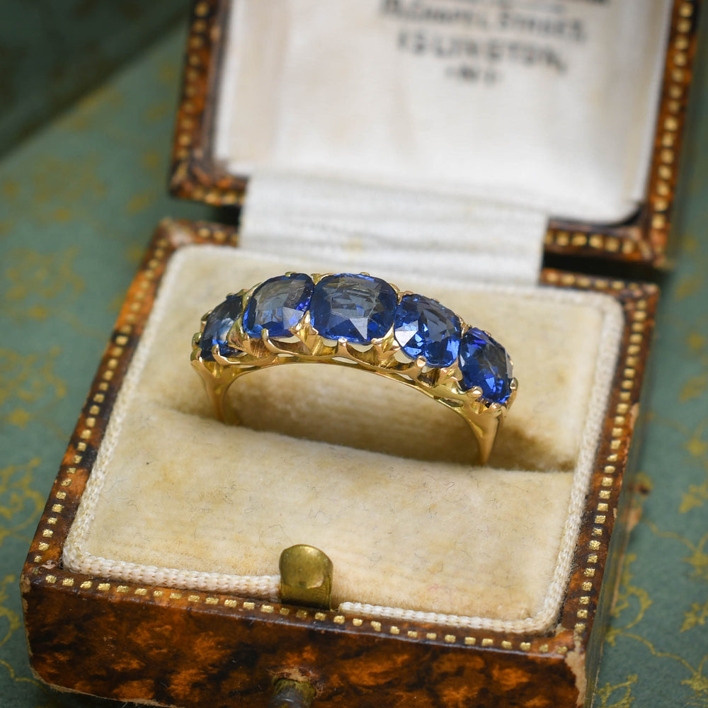 Victorian Burma Sapphire 5-Stone Half Hoop Ring