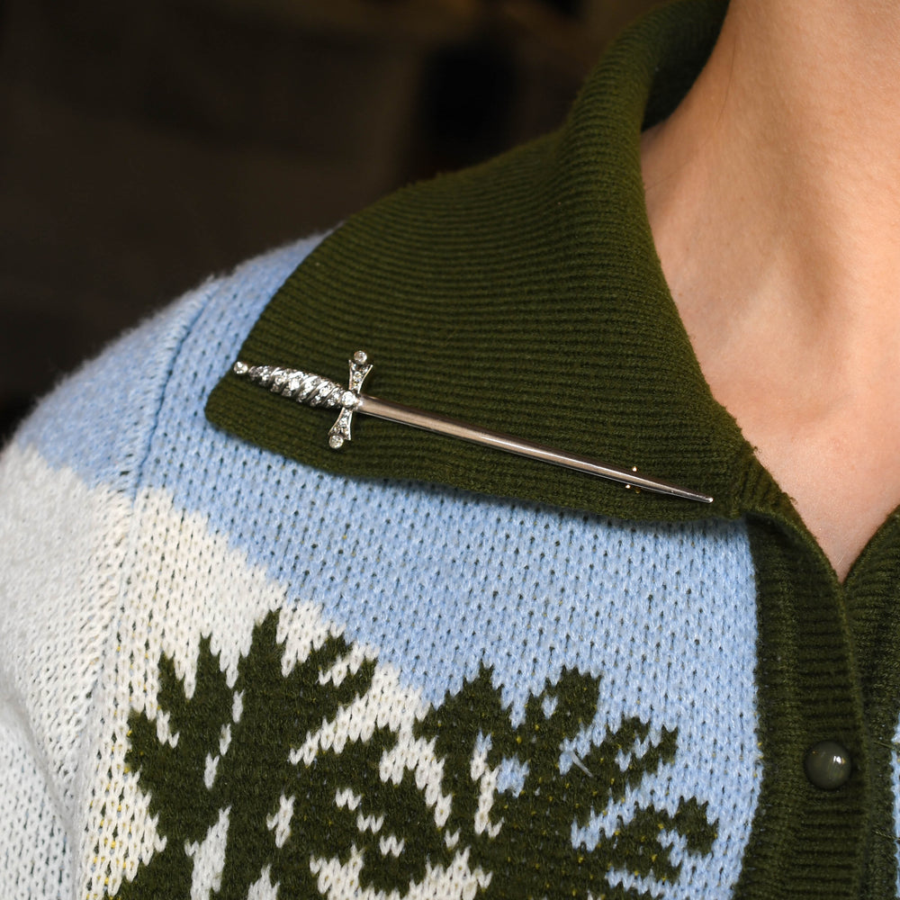 Antique French Diamond Sword Brooch