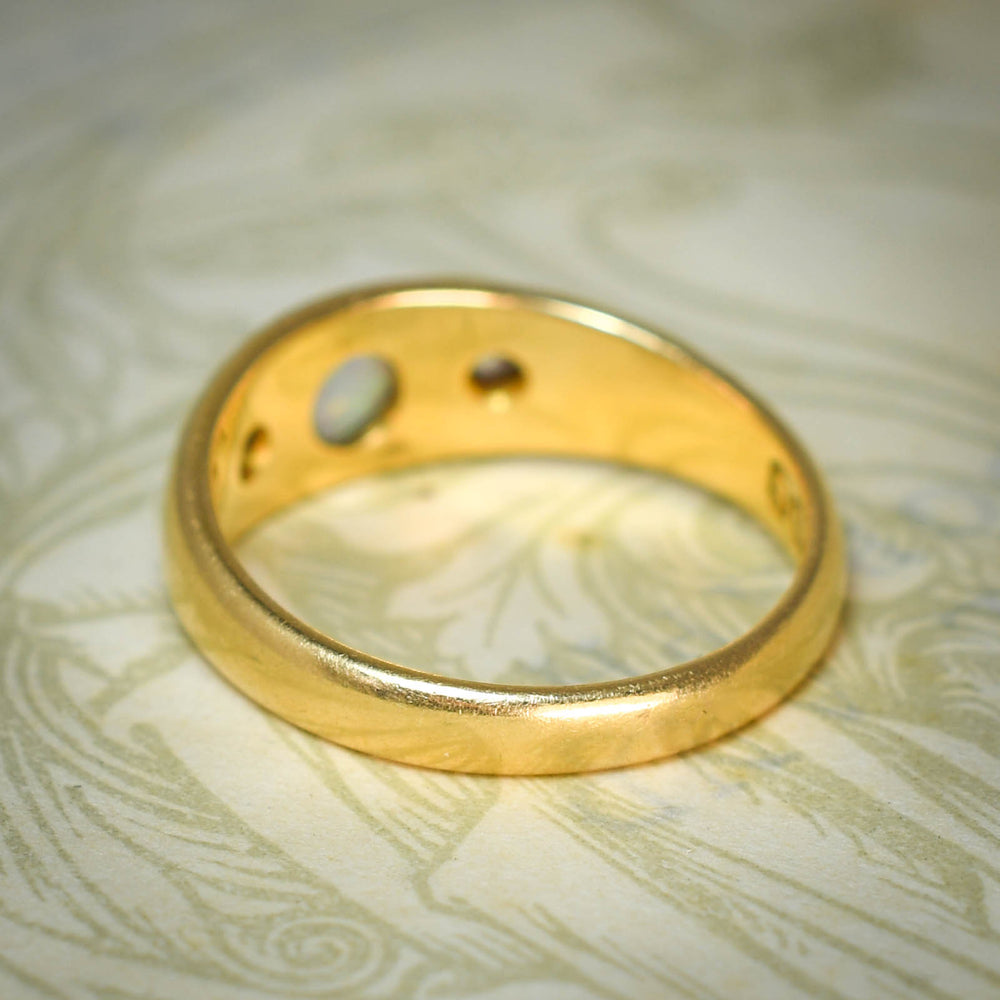 Victorian Opal & Diamond Star-Set Gypsy Ring