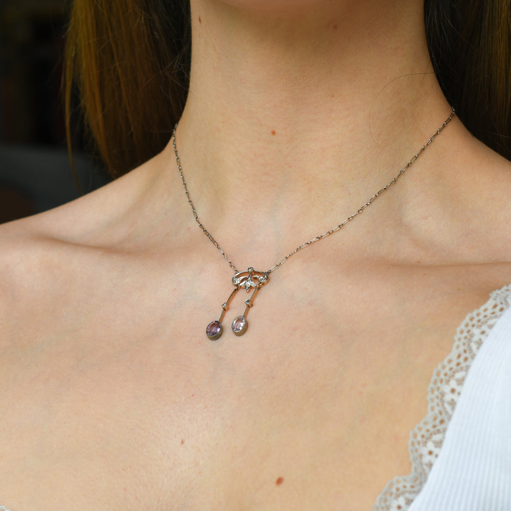 Edwardian Topaz & Diamond Negligee Necklace