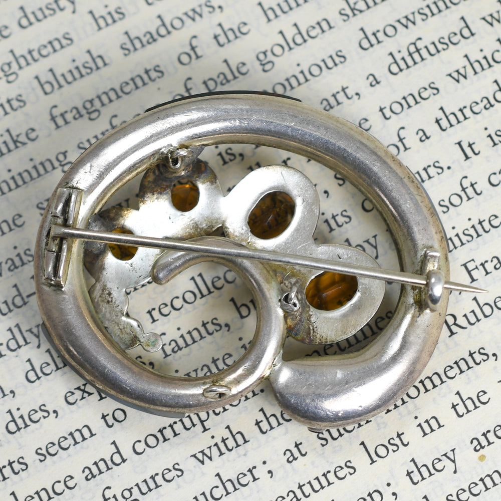 Victorian Scottish Agate & Citrine Snake Brooch