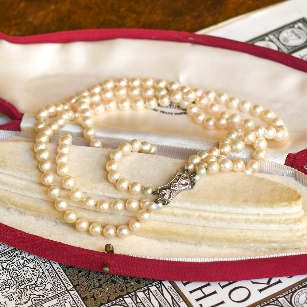 1950's Lotus Cultured Pearl Three-Strand Necklace