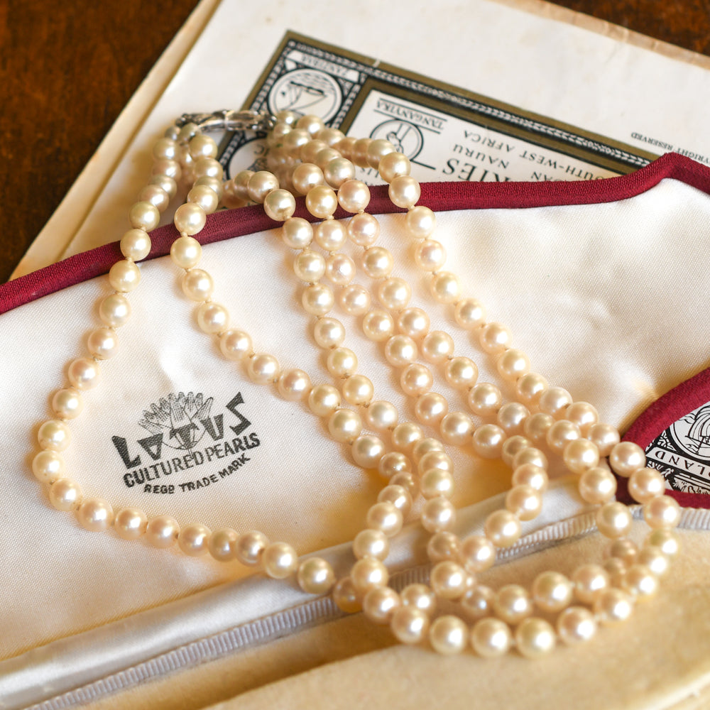 1950's Lotus Cultured Pearl Three-Strand Necklace