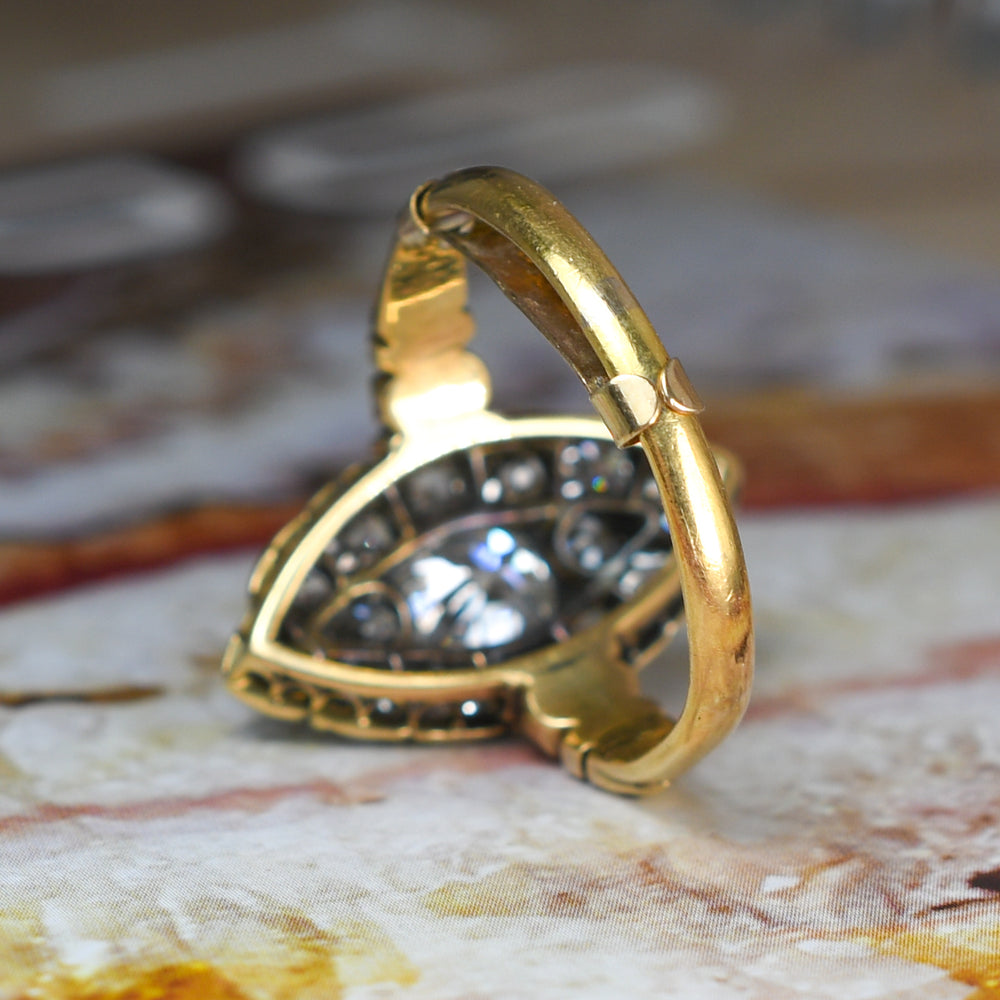 Georgian Diamond Cobblestone Navette Cluster Ring
