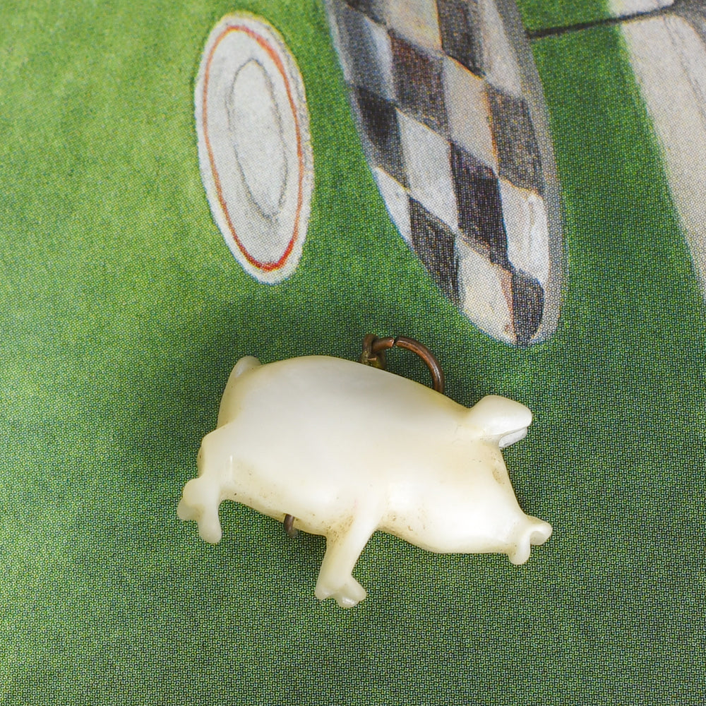Victorian Mother of Pearl Lucky Pig Charm