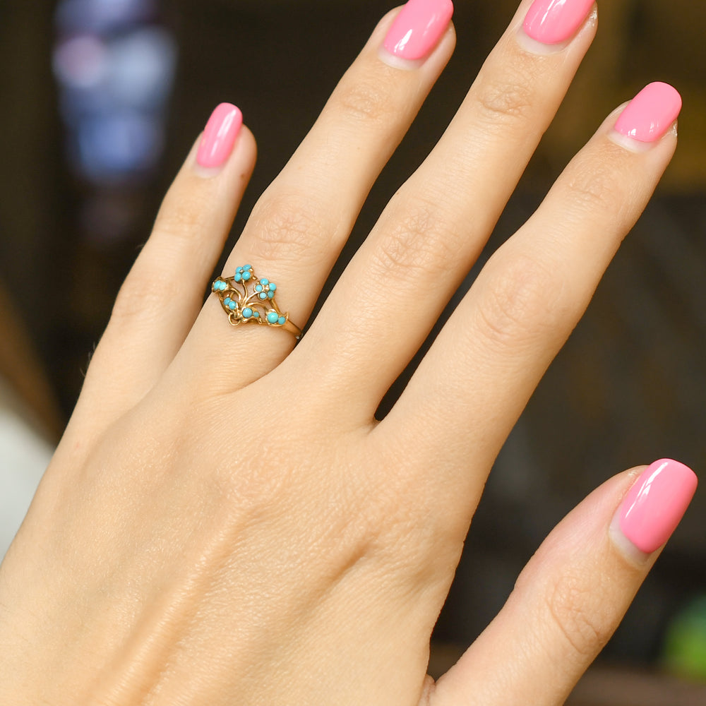 Georgian Gold Turquoise Giardinetti Ring