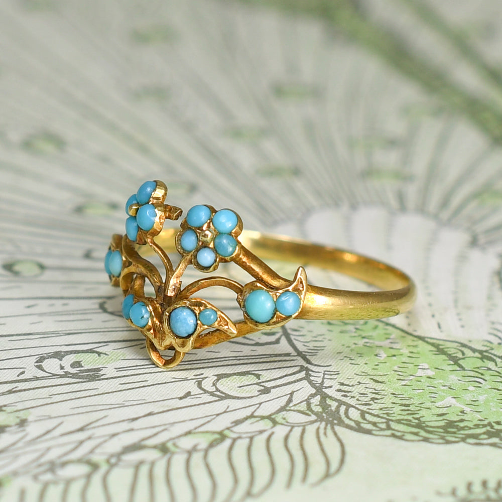 Georgian Gold Turquoise Giardinetti Ring