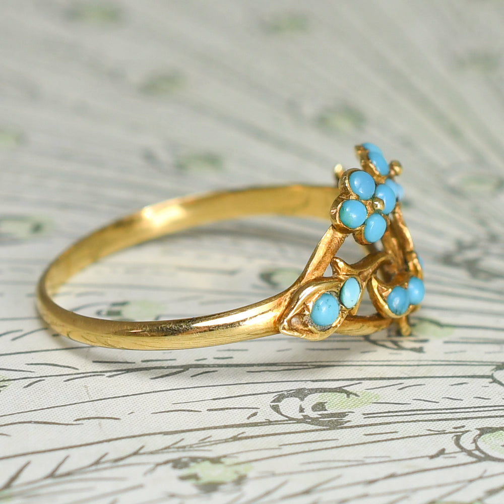 Georgian Gold Turquoise Giardinetti Ring