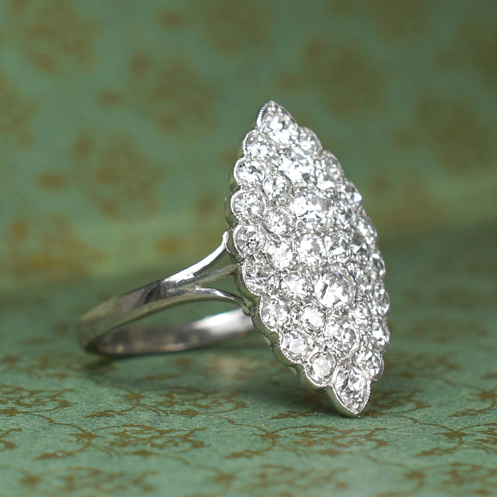 Edwardian Diamond Navette Cluster Ring
