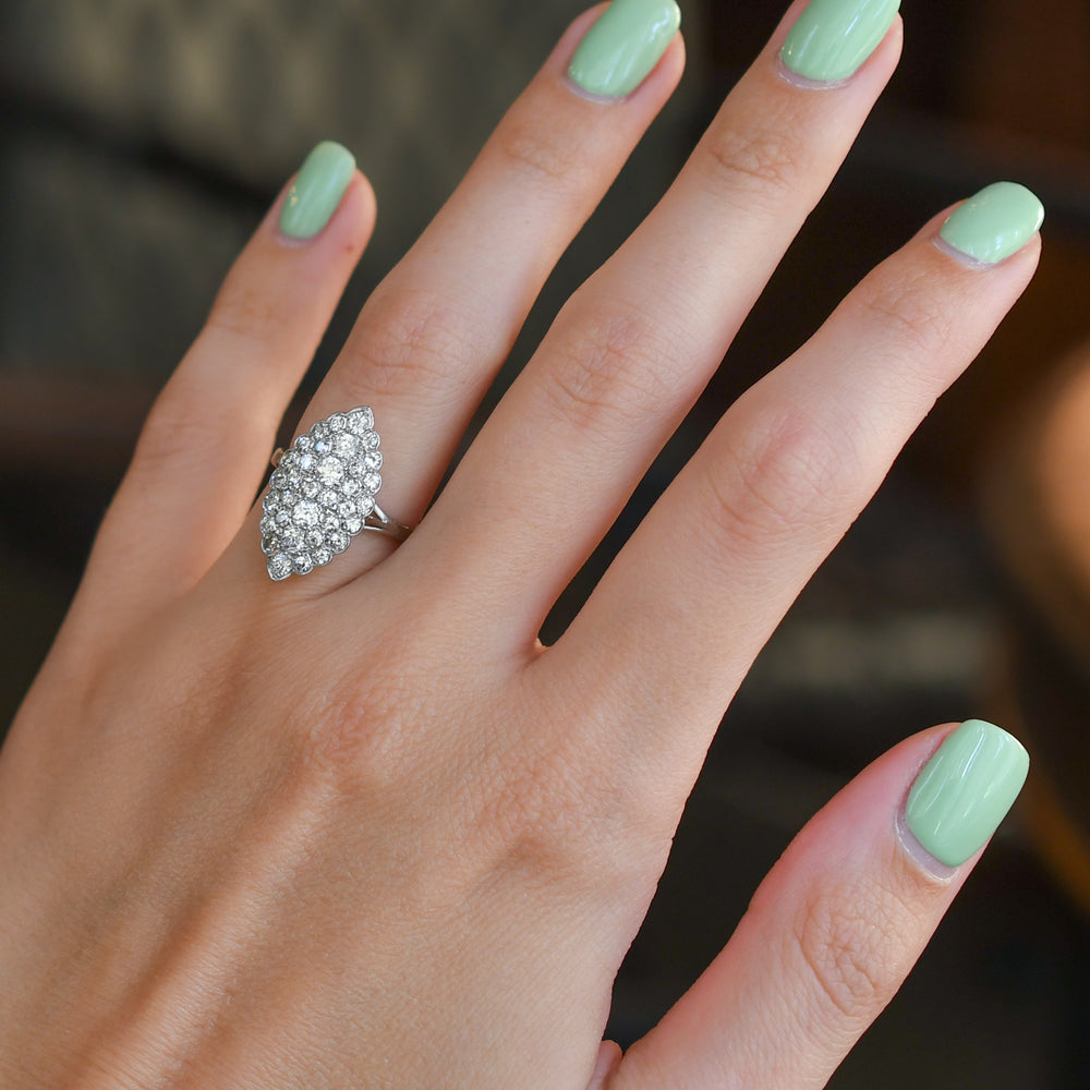 Edwardian Diamond Navette Cluster Ring