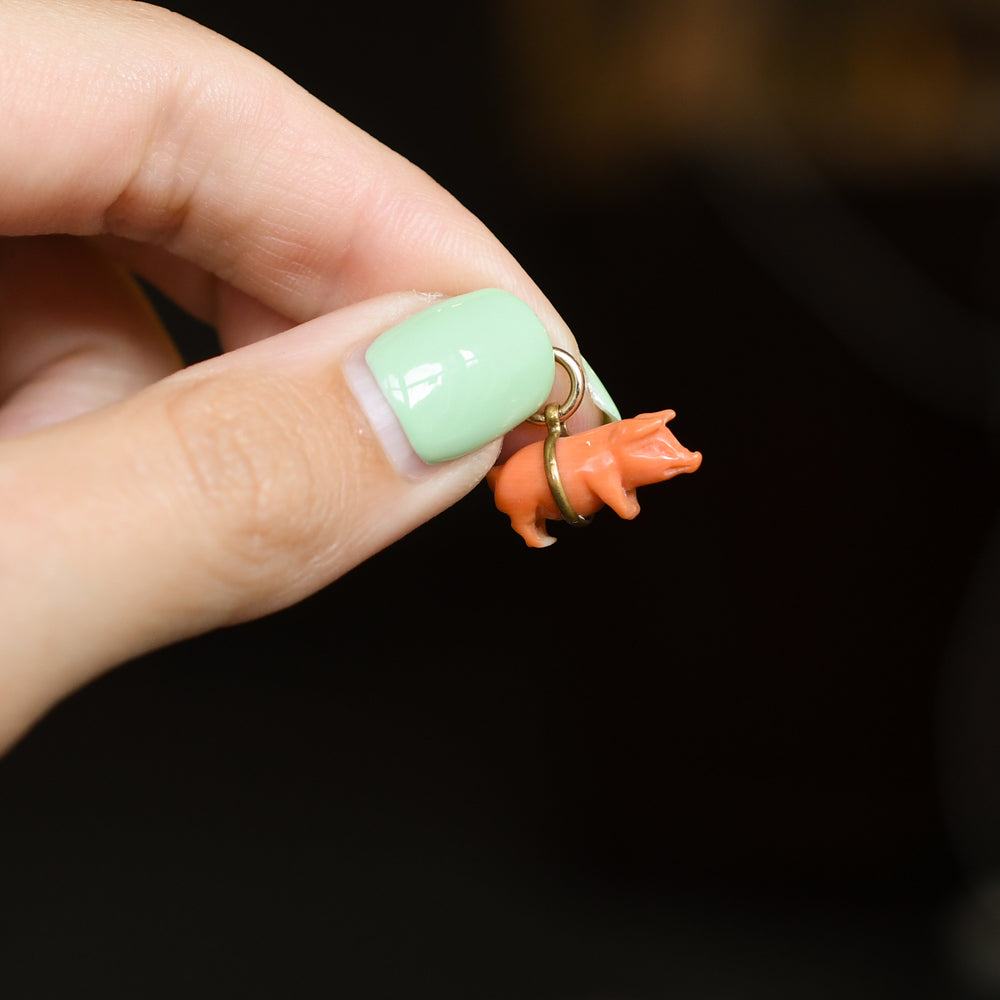 Georgian Coral Lucky Piggy Charm