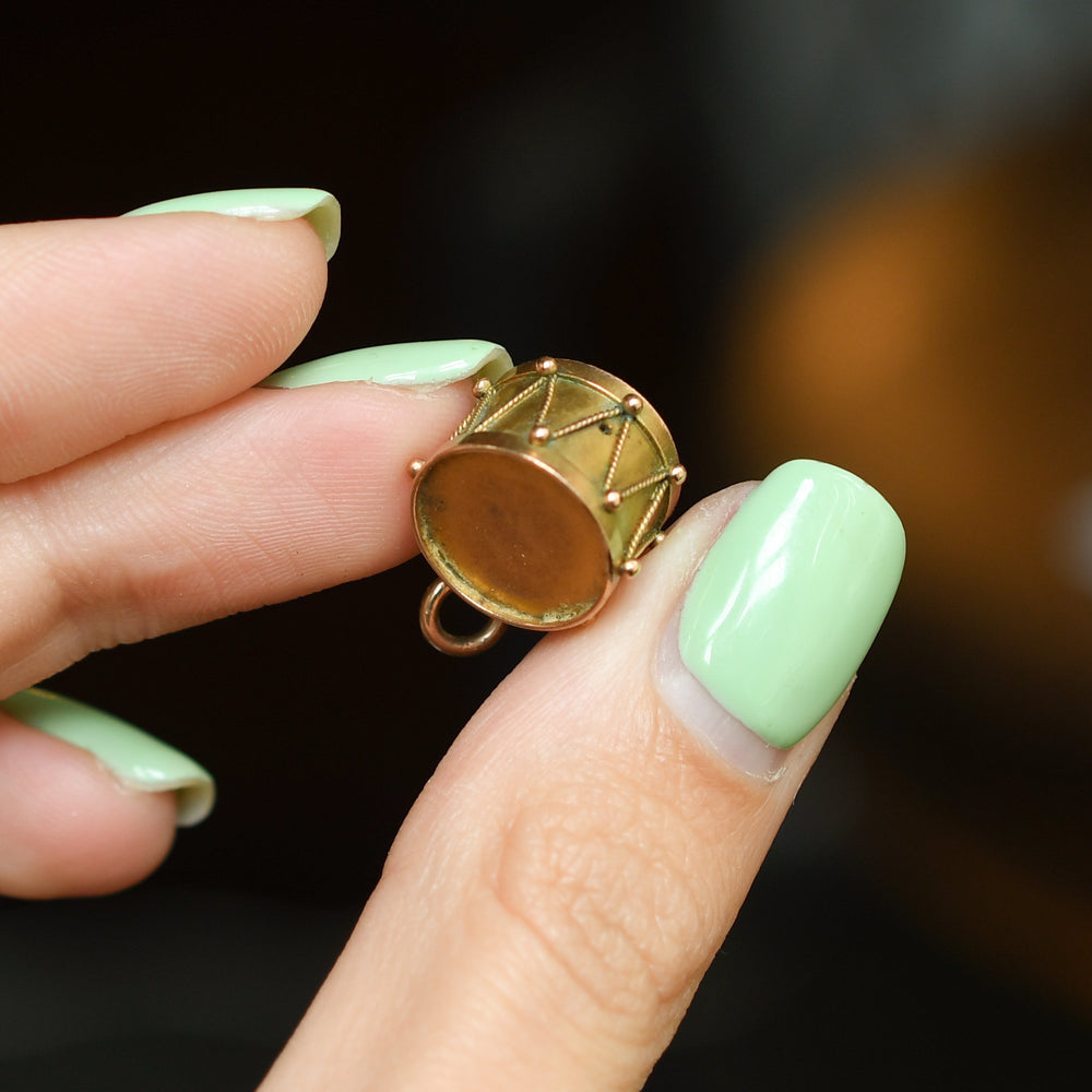 Antique Gold Military Drum Charm