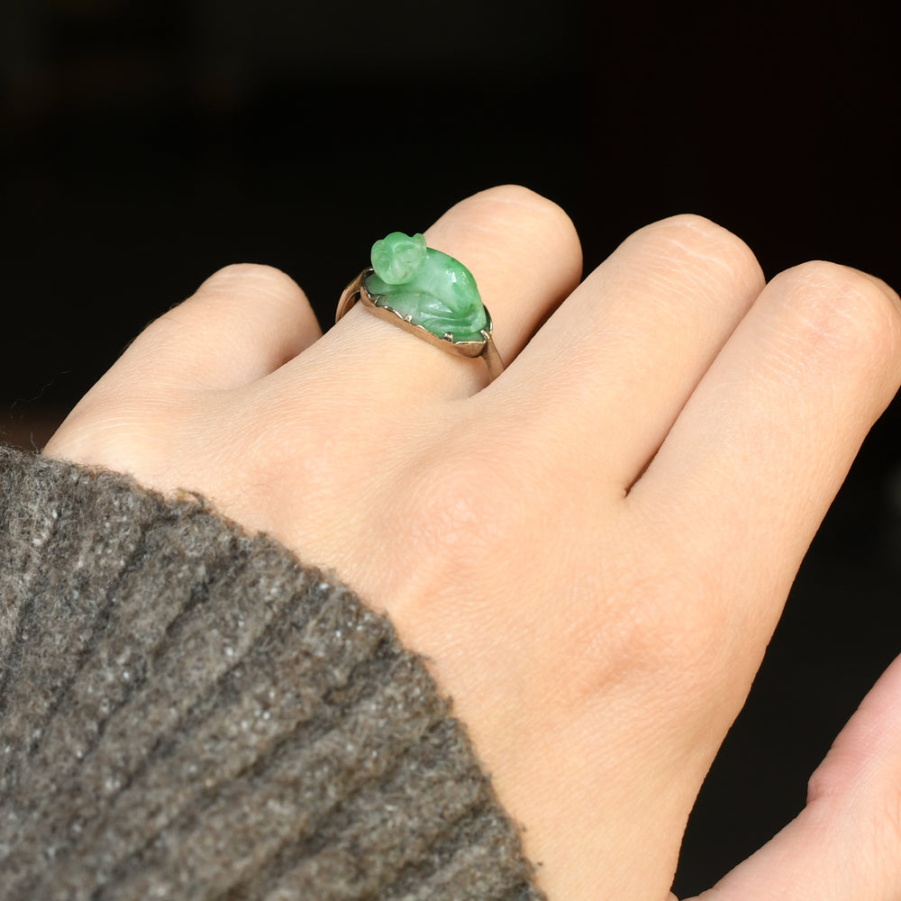 Art Deco Jade Monkey Ring