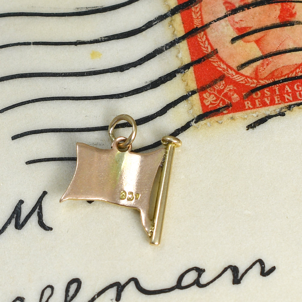 WW1 Gold Enamel Union Jack Flag Charm