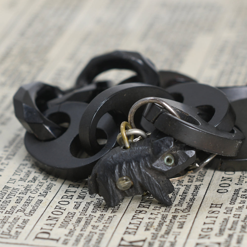 Victorian Vulcanite Chain Bracelet with Stanhope Charm