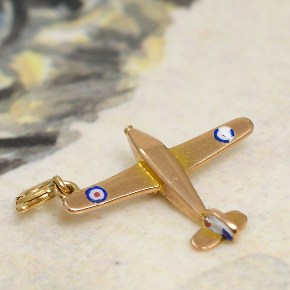 WW2 Enamel RAF Hurricane Plane Charm