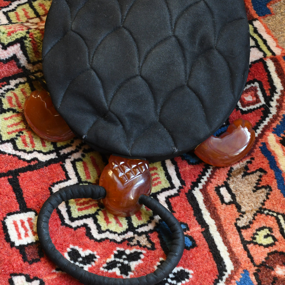1920's Bakelite Suede Turtle Handbag