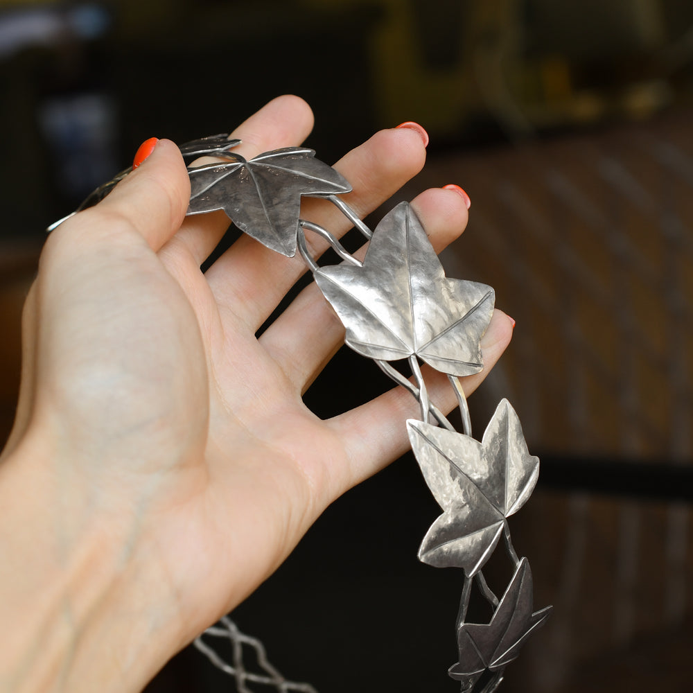 Art Nouveau Silver Ivy Leaf Tiara