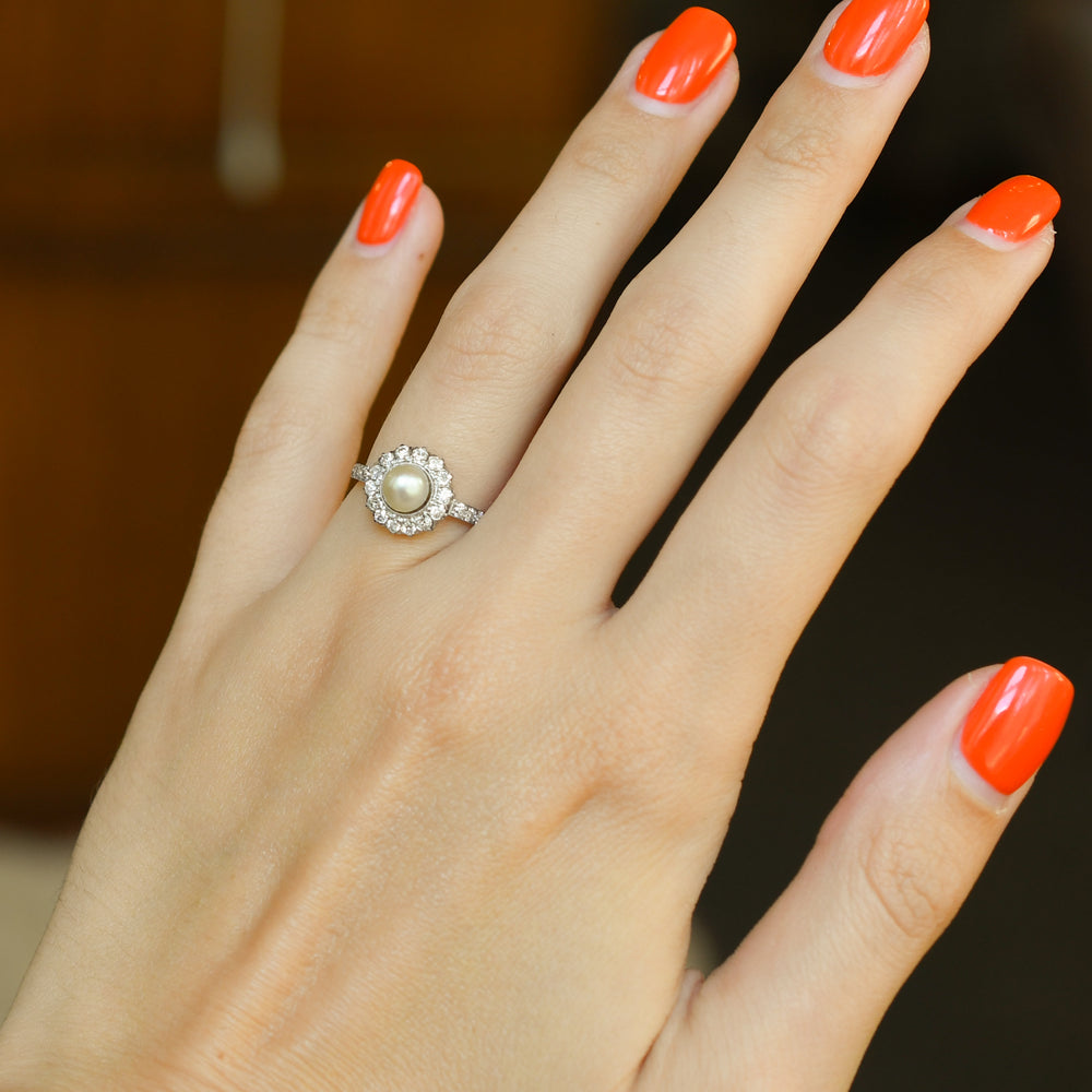 Antique Pearl & Diamond Cluster Ring