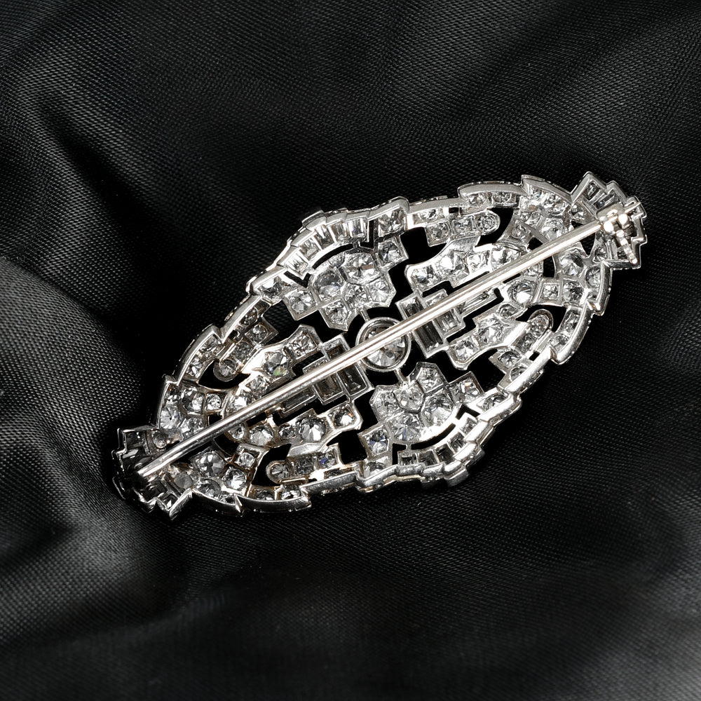 Art Deco 5.9ct Diamond Platinum Panel Brooch
