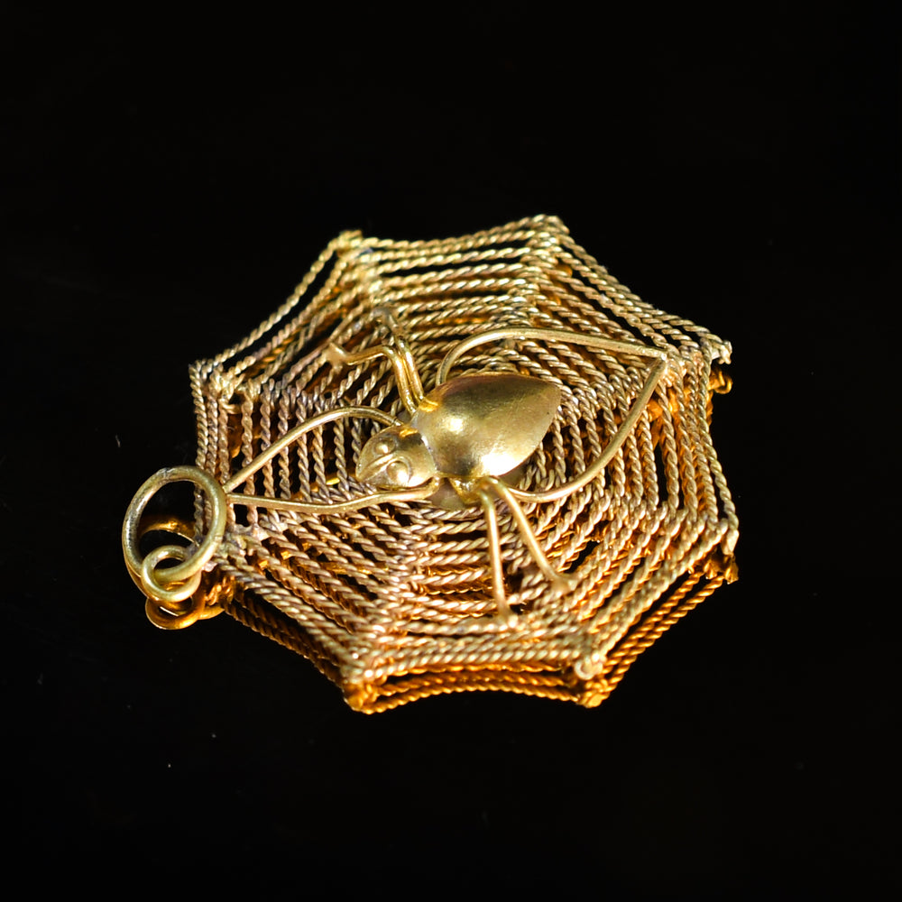 Antique 15k Gold Spider Web Pendant
