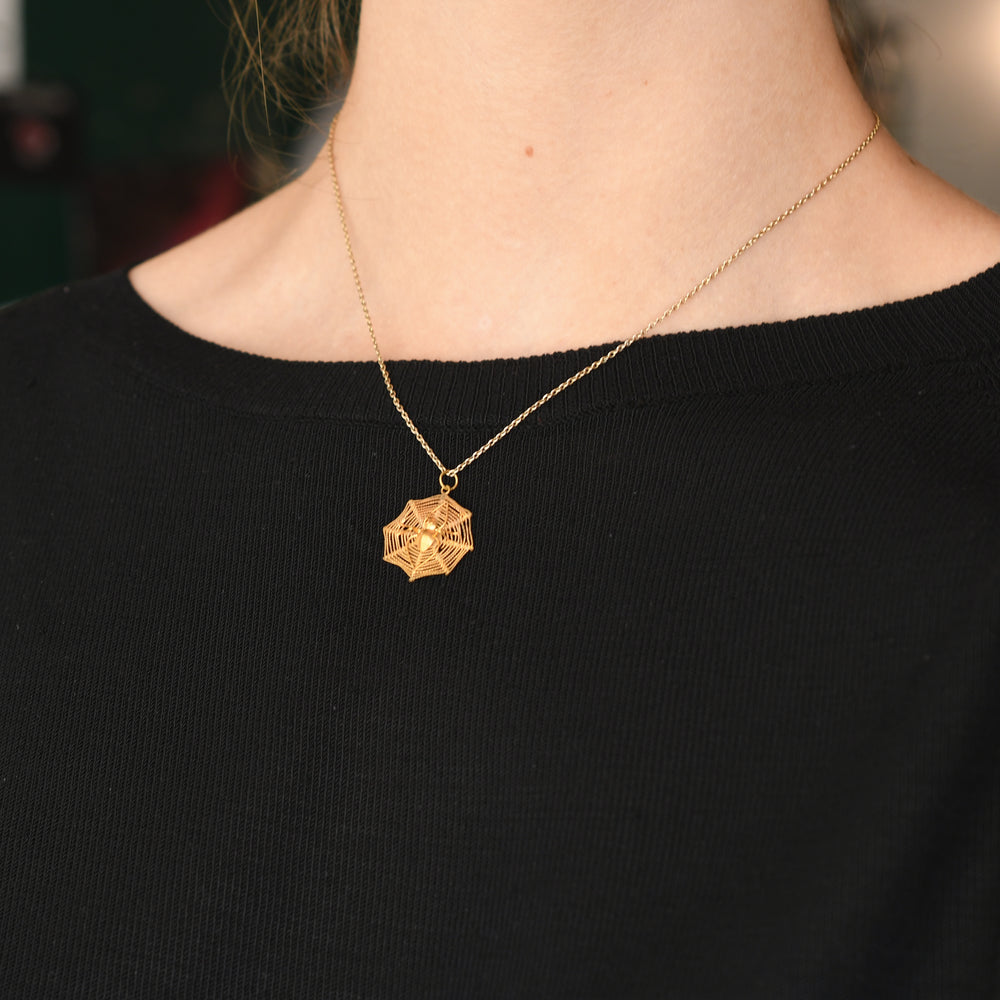 Antique 15k Gold Spider Web Pendant