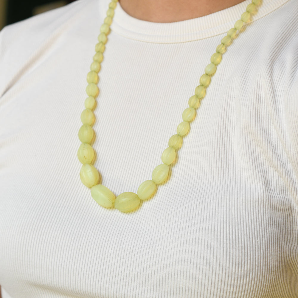 1920's Uranium Glass Bead Necklace