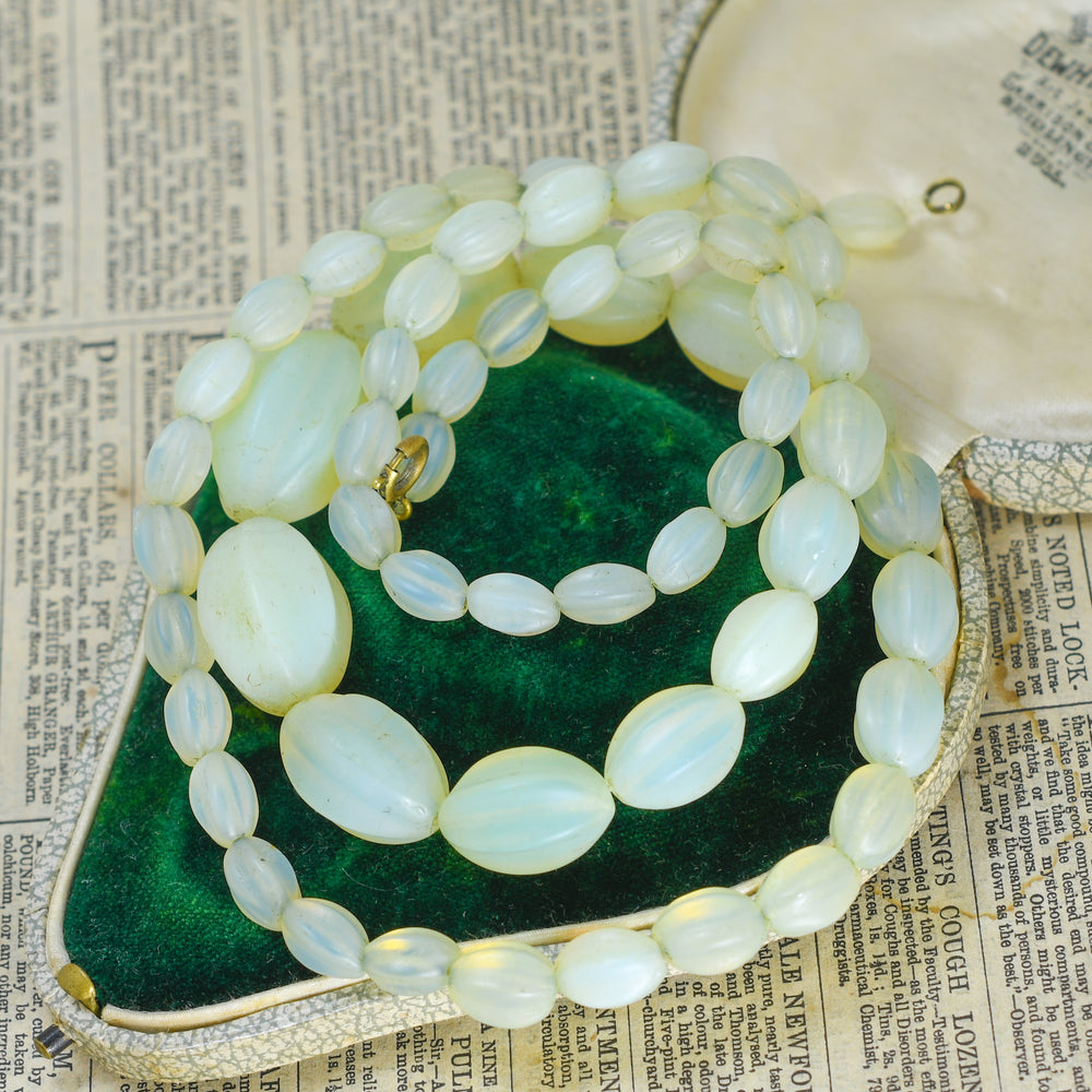 1920's Uranium Glass Bead Necklace