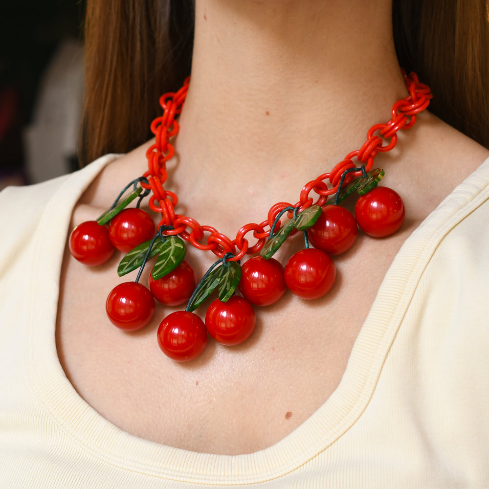 1940's Bakelite Cherry Necklace