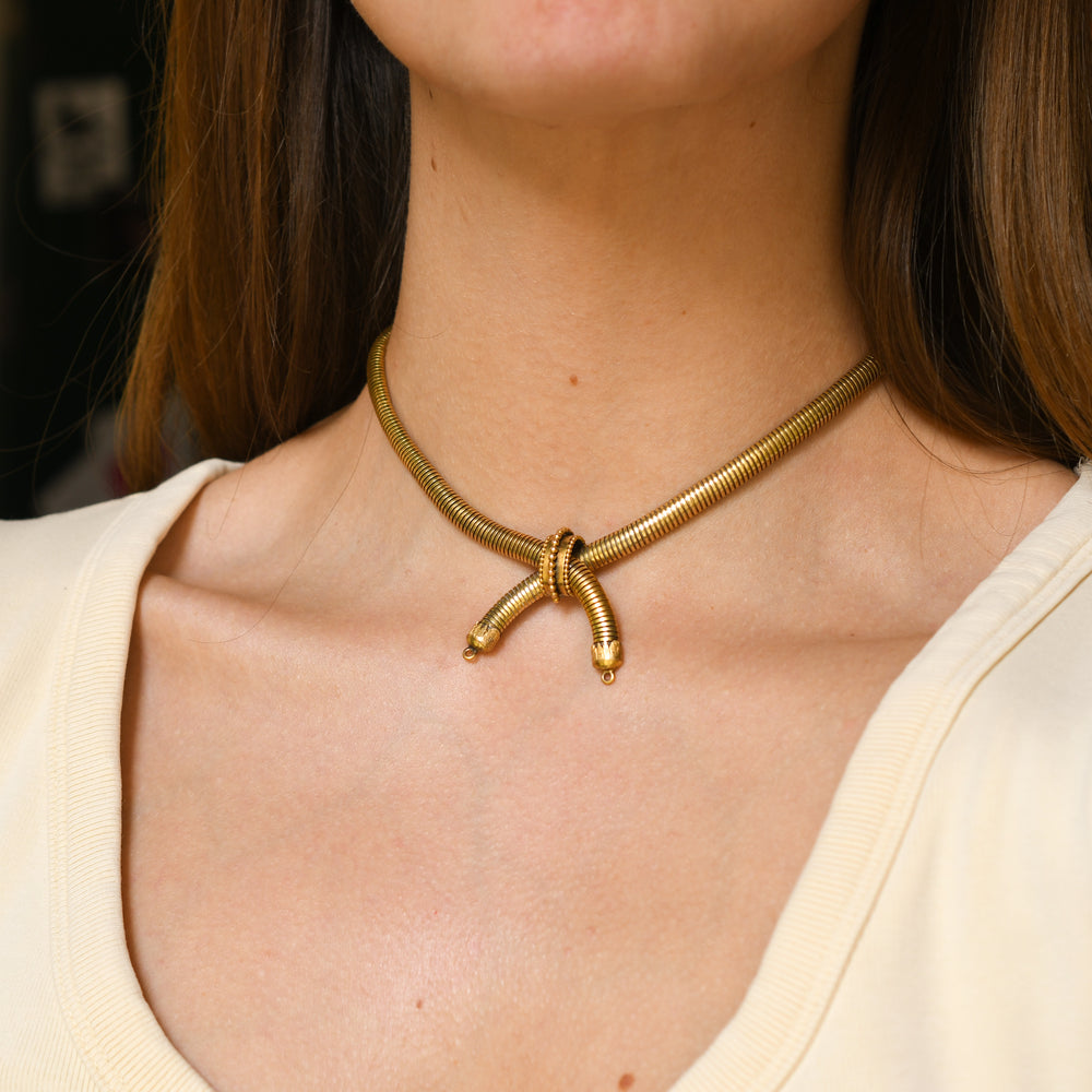 1930's 14k Gold Tubogas Necklace