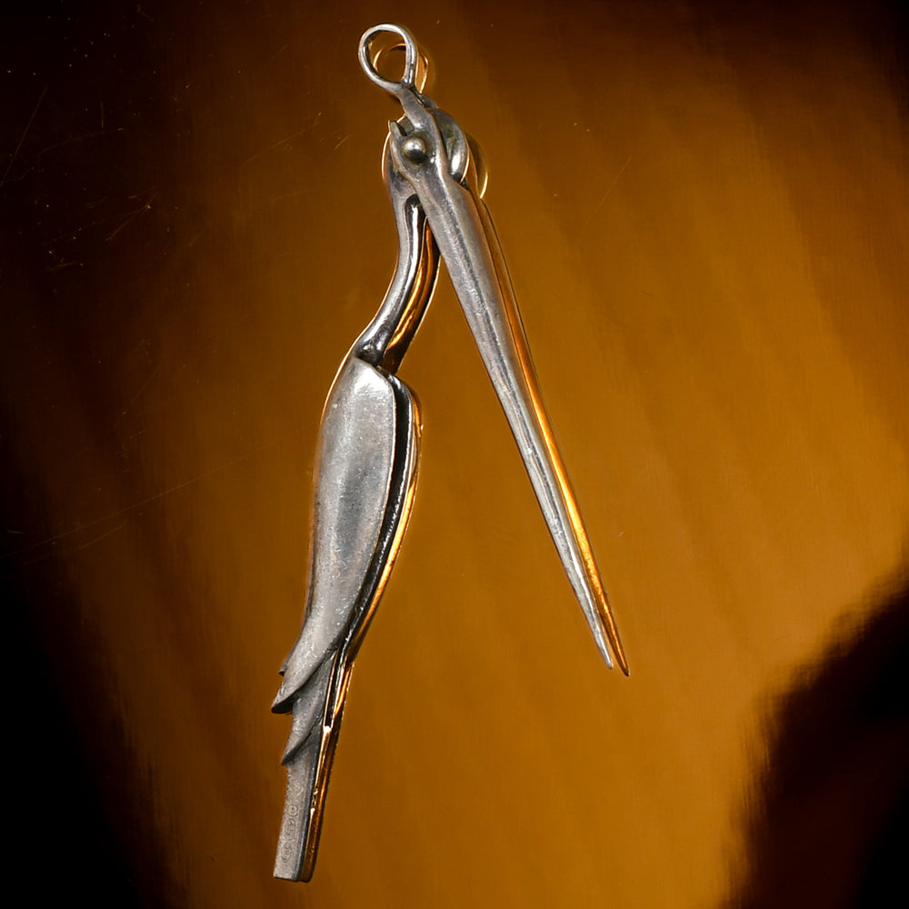Victorian Silver Articulated Stork Pendant