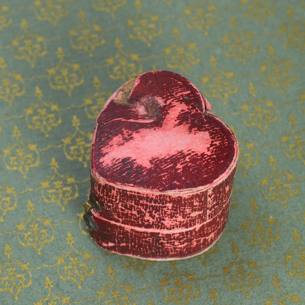 Antique Red Heart Ring Box