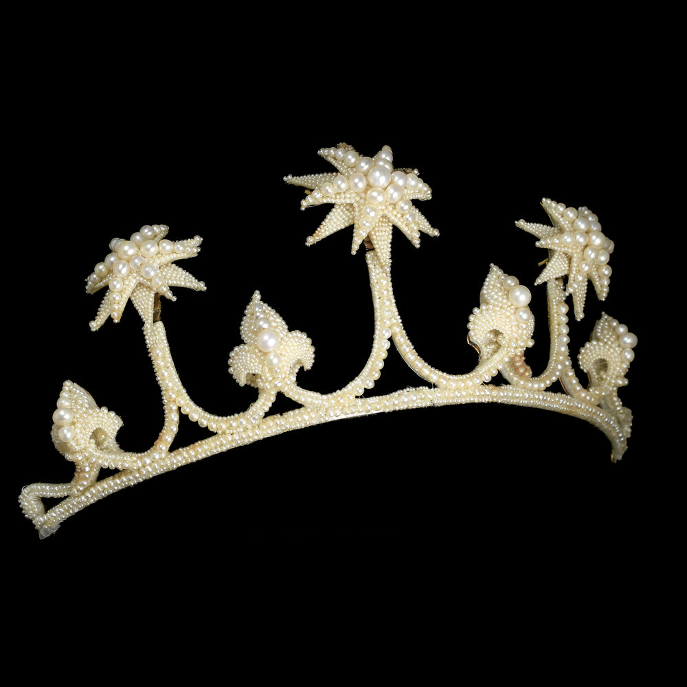 Georgian Boxed Woven Pearl Starburst Tiara