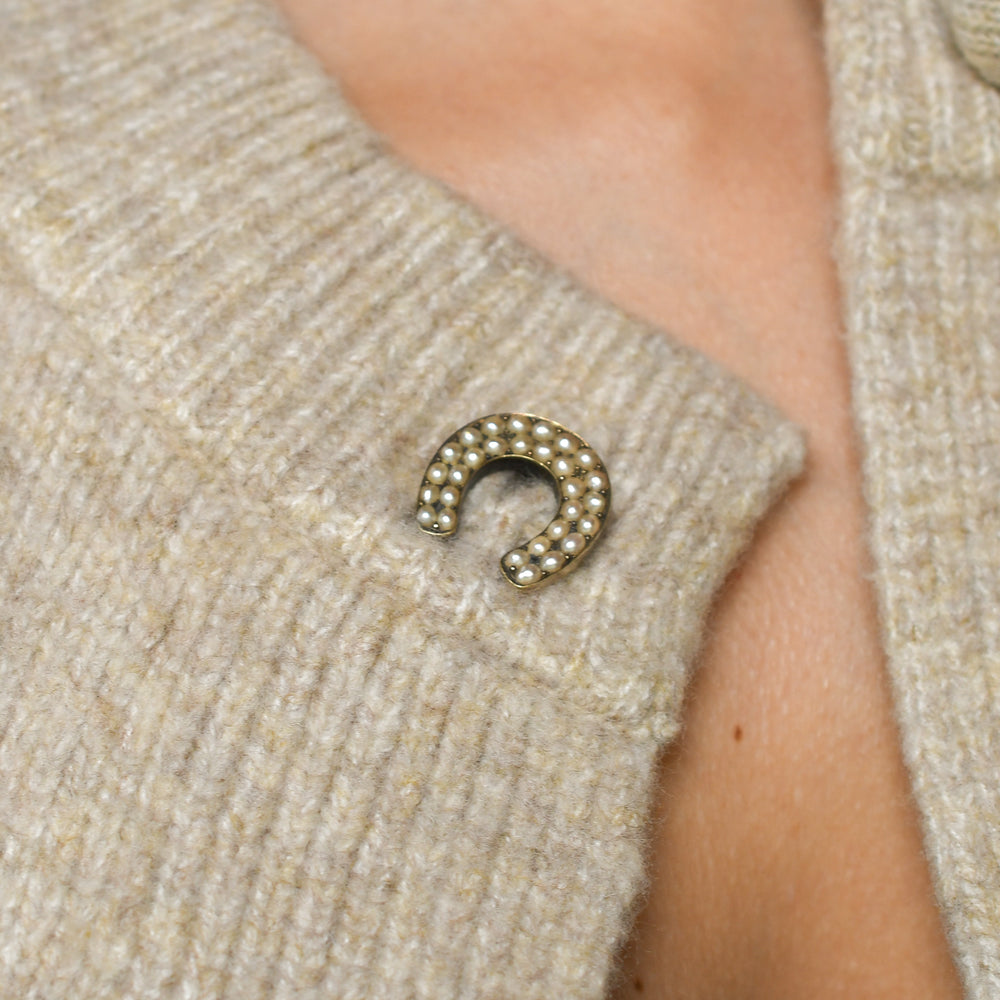 Victorian Boxed Pearl Lucky Horseshoe Stick Pin