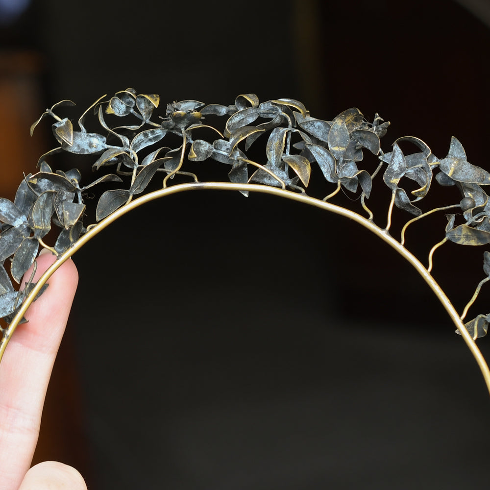19th Century French Gilt Bronze Myrtle Leaf Tiara