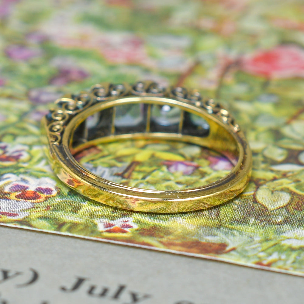 Victorian Aquamarine 5-Stone Half Hoop Ring
