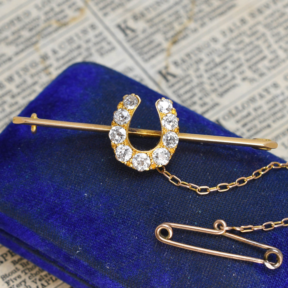 Victorian Boxed Diamond Horseshoe Bar Brooch