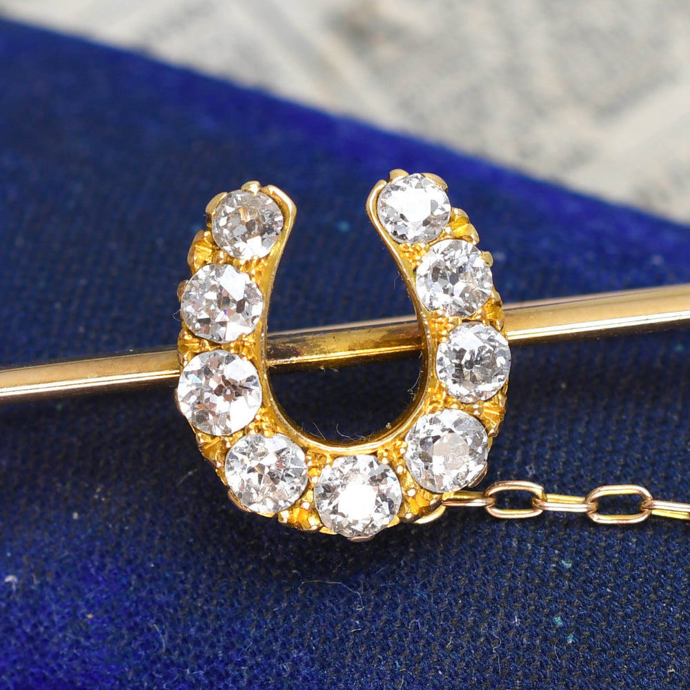 Victorian Boxed Diamond Horseshoe Bar Brooch