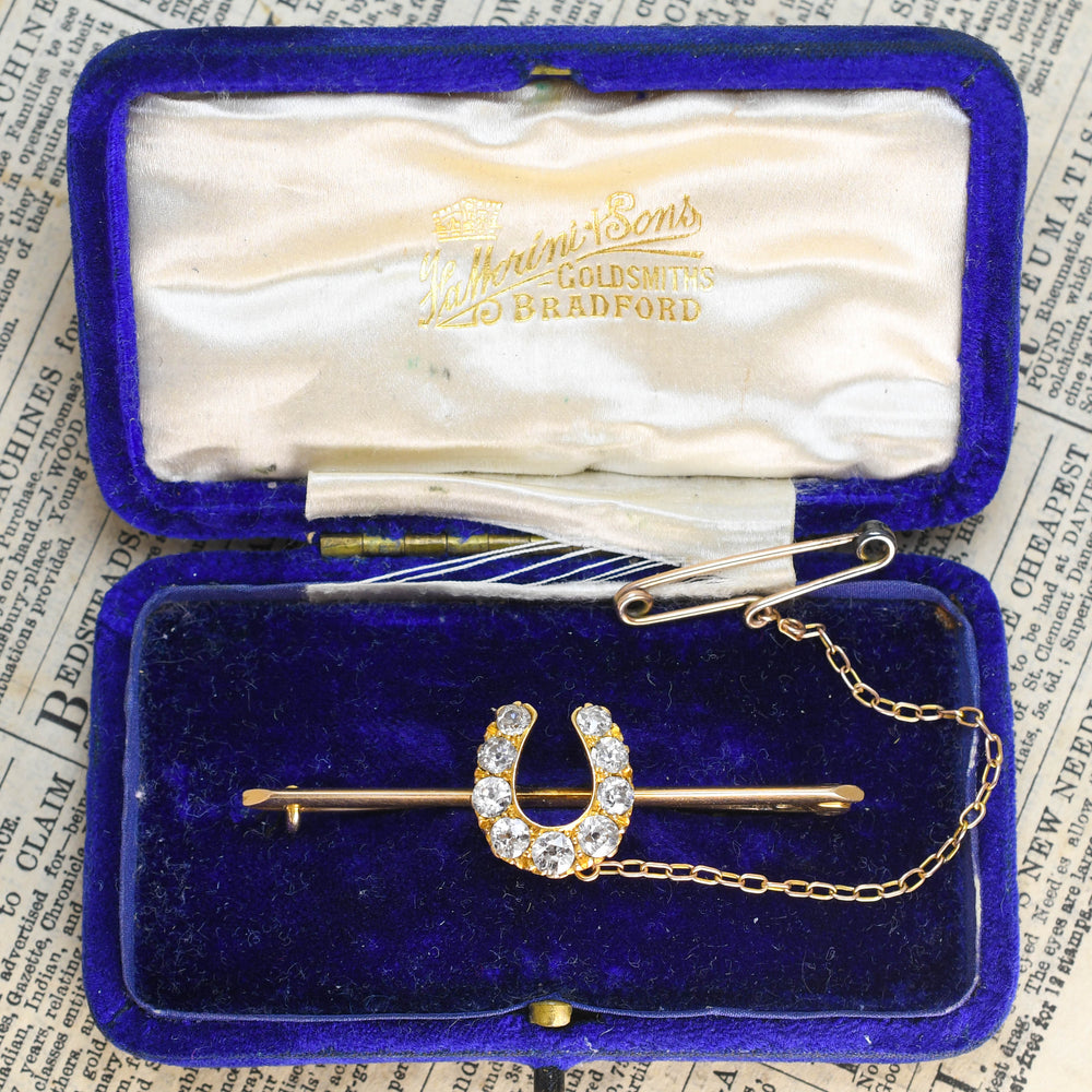 Victorian Boxed Diamond Horseshoe Bar Brooch