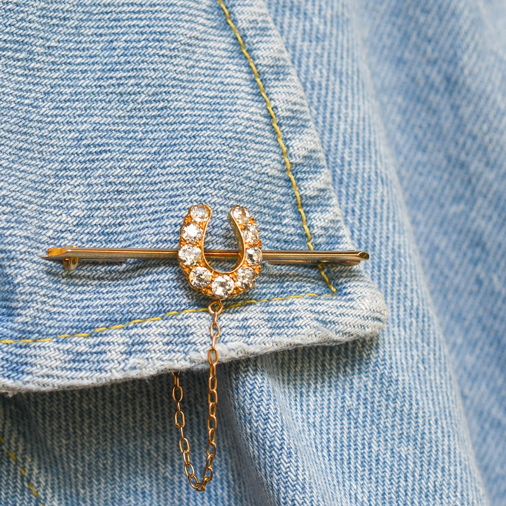 Victorian Boxed Diamond Horseshoe Bar Brooch