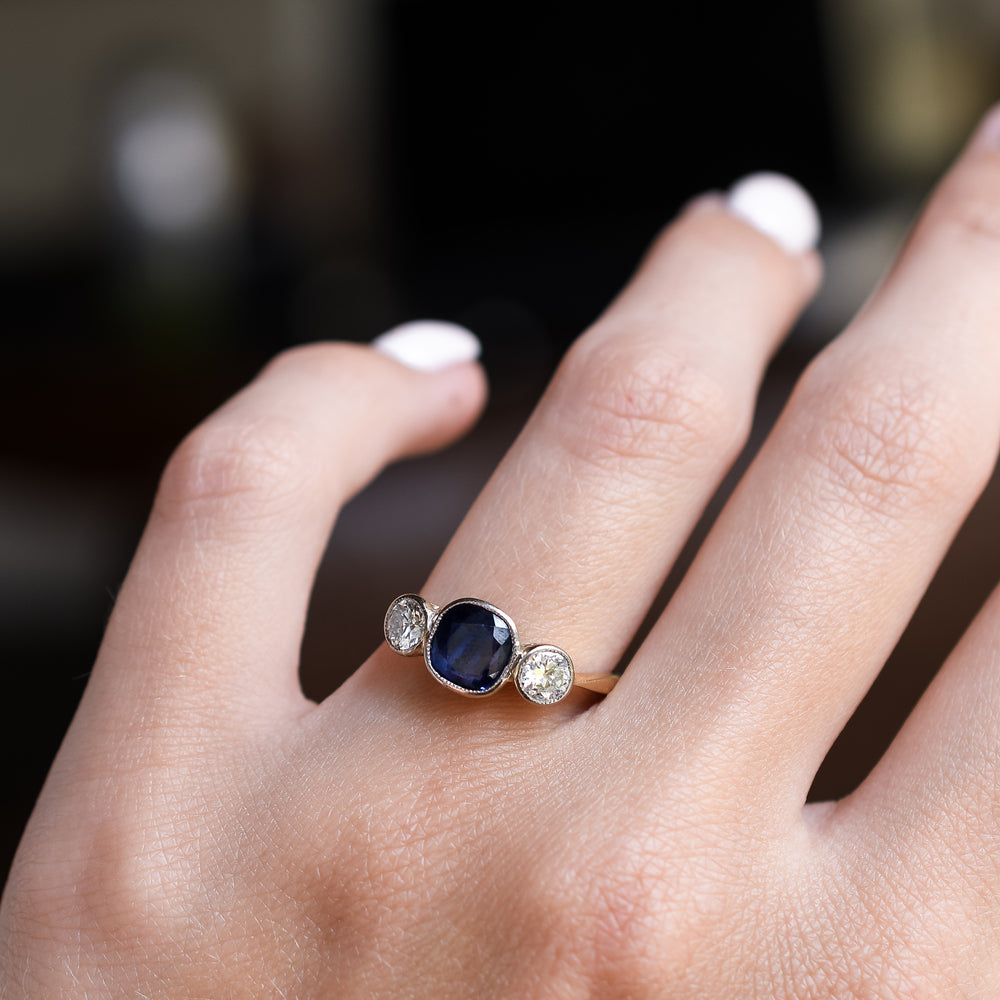 Edwardian Burma Sapphire & Diamond Engagement Ring