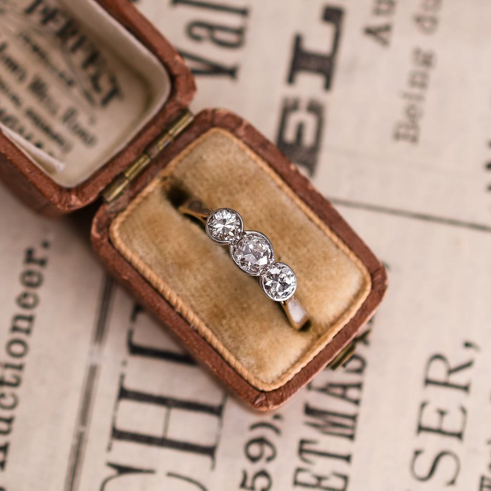 Edwardian Diamond Trilogy Engagement Ring