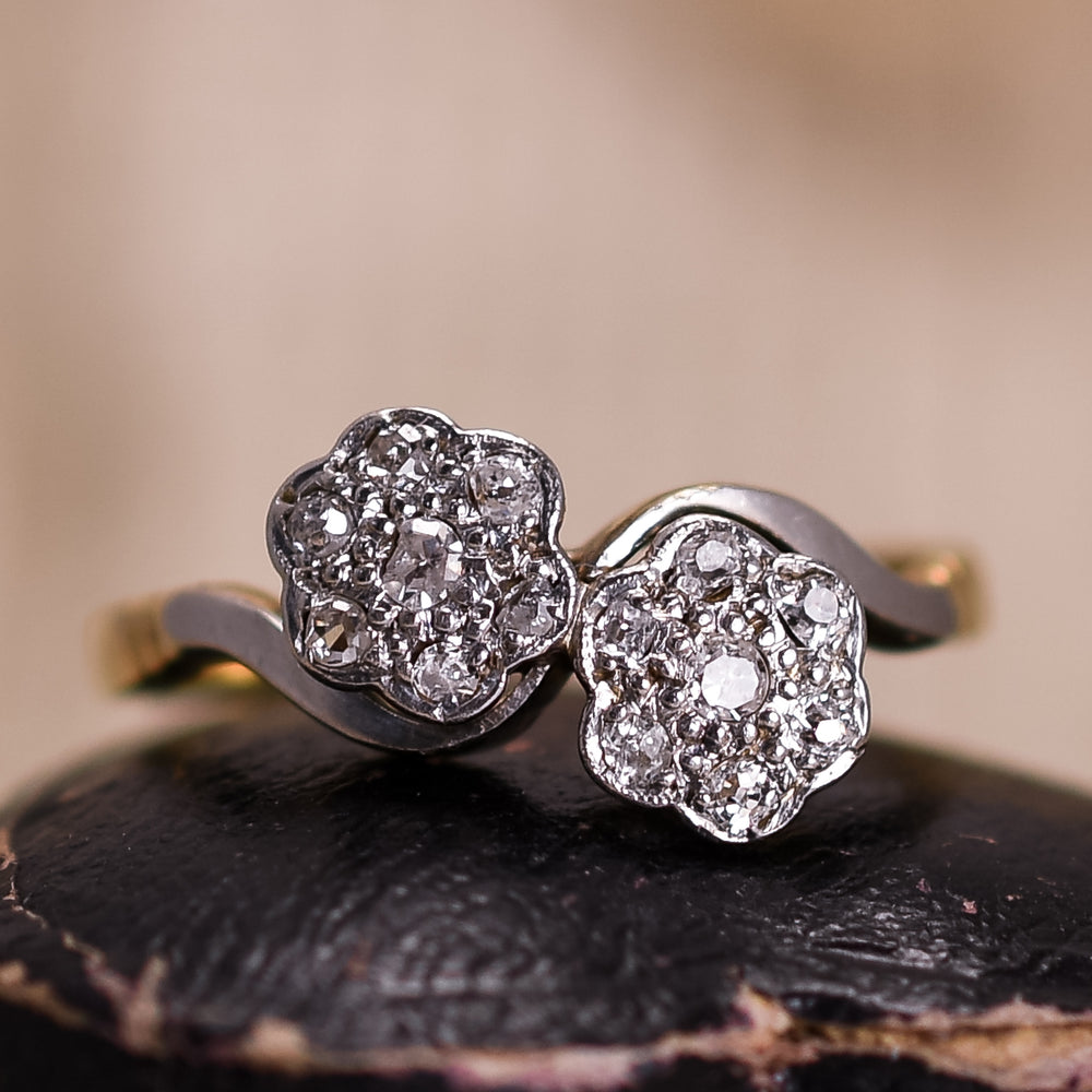 Art Deco Diamond Double Daisy Ring