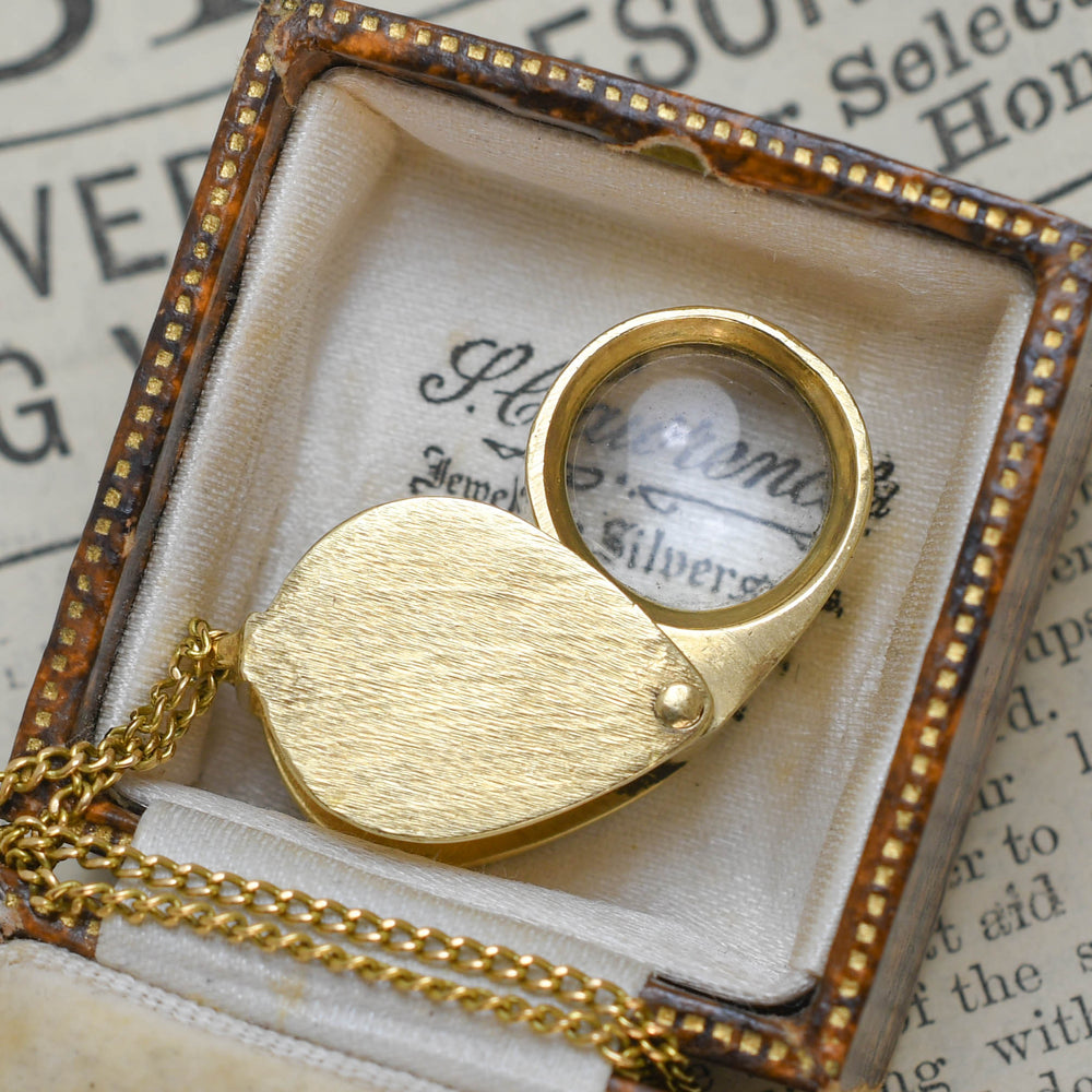 Vintage 14k Gold Jewellers Loupe & Chain