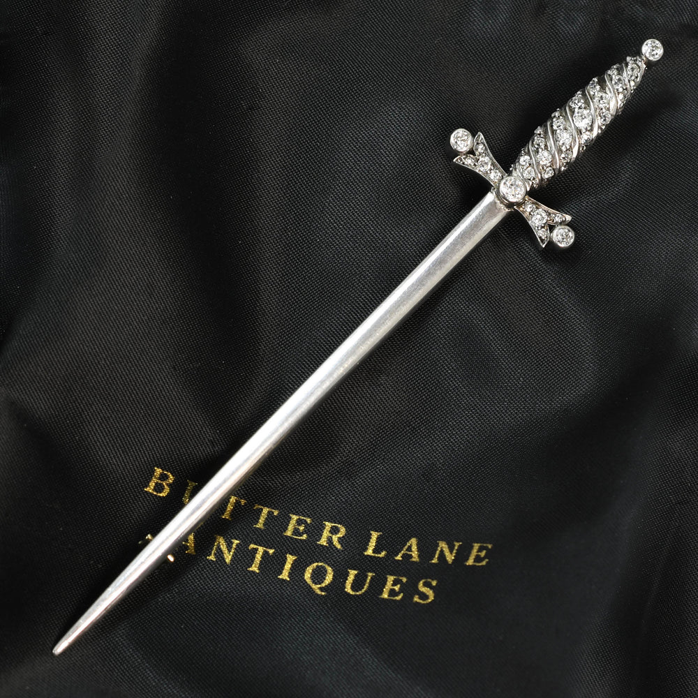 Antique French Diamond Sword Brooch
